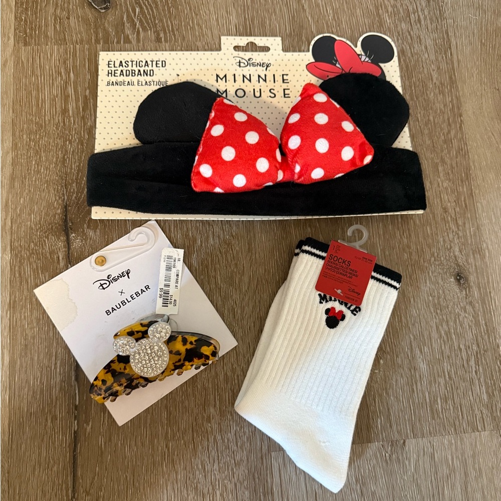 Disney Minnie Mouse Headband and Socks Set - Black, Red, White